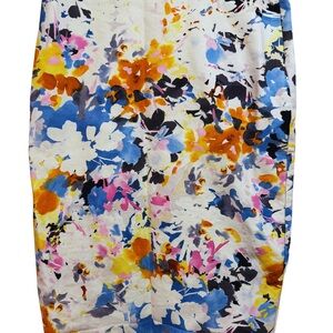 The Limited White Floral Pencil Skirt with Blue, Pink & Yellow Accents